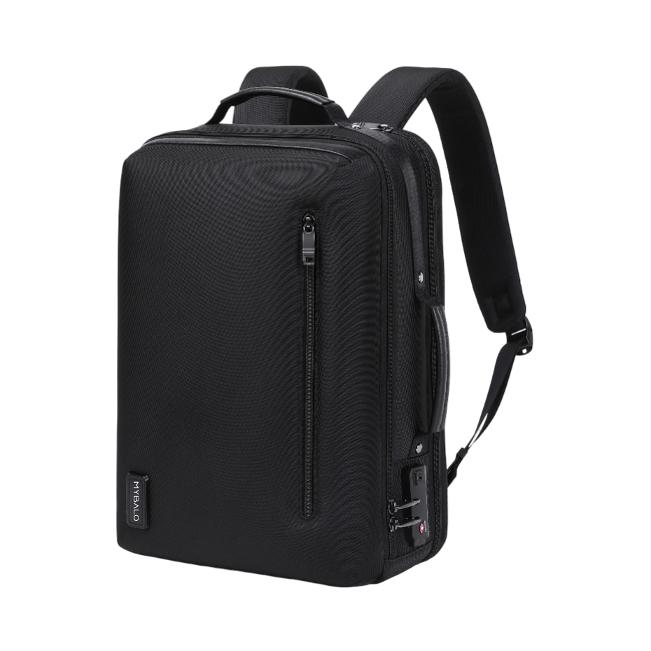 Ghiozdan 2in1 MYBALO Santander, capacitate 24l, pentru laptop 15,6", tableta 9", impermeabil, negru, 42x30x18cm