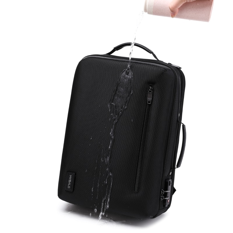 Ghiozdan 2in1 MYBALO Santander, capacitate 24l, pentru laptop 15,6", tableta 9", impermeabil, negru, 42x30x18cm