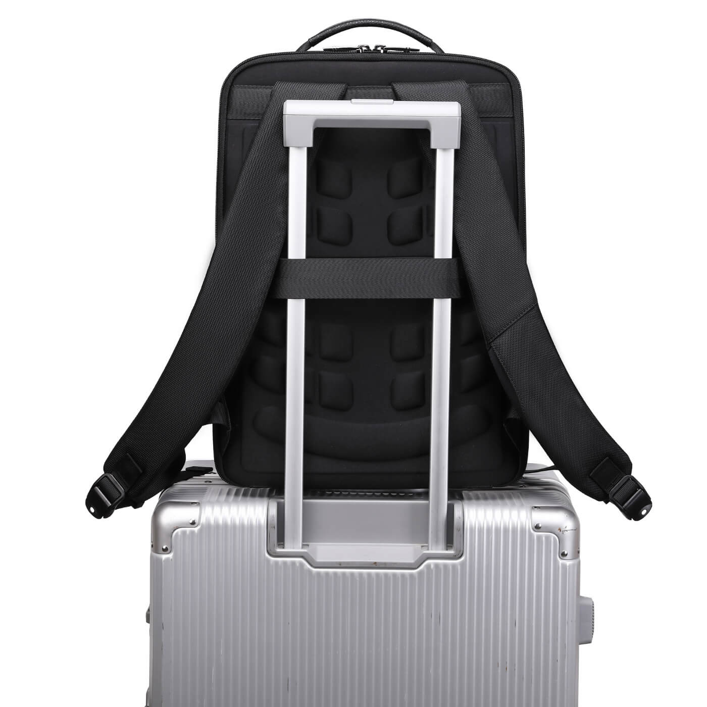 Rucsac business MYBALO ZANTE, piele naturala, pentru laptop 15,6", port USB, impermeabil, negru, 21 l