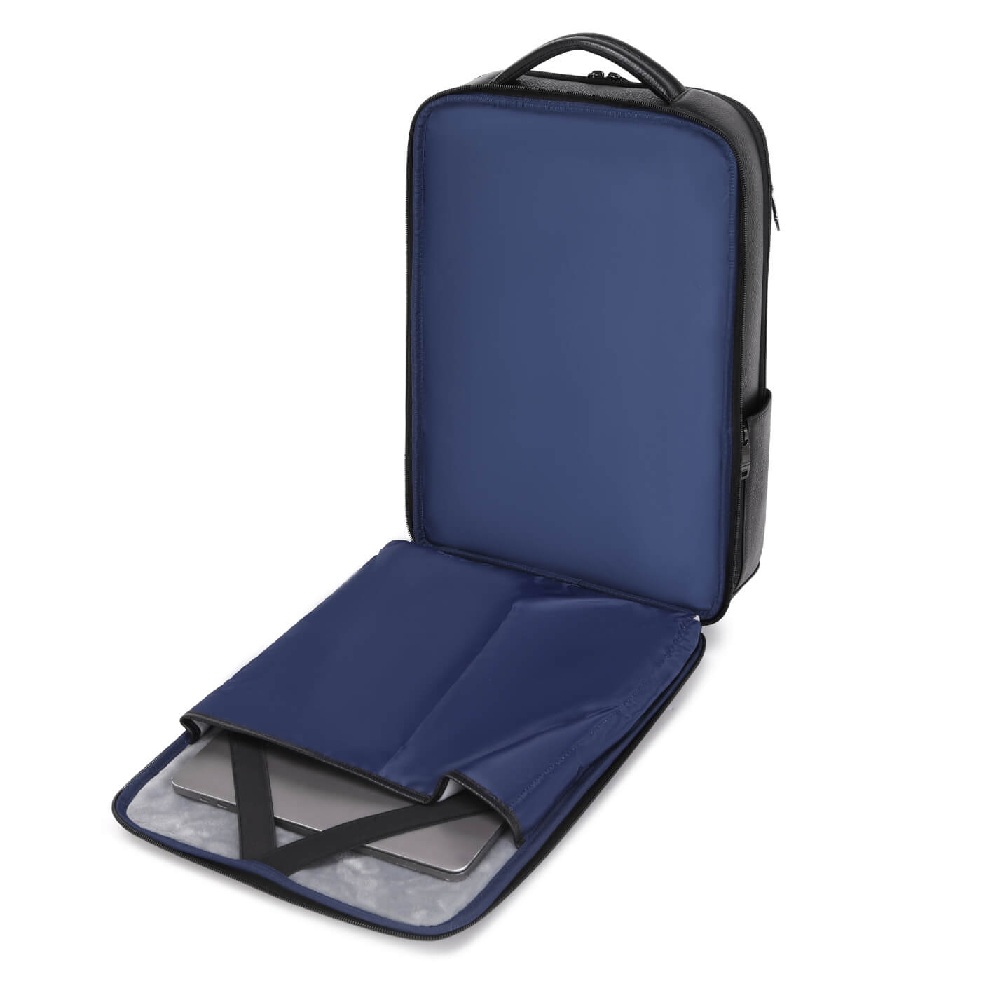 Rucsac business MYBALO ZANTE, piele naturala, pentru laptop 15,6", port USB, impermeabil, negru, 21 l