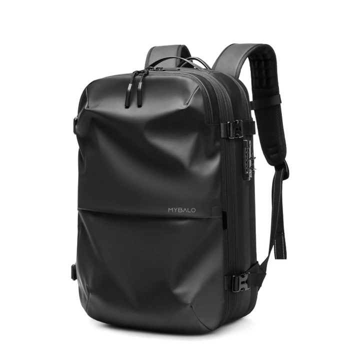 Rucsac de calatorie MYBALO Vacuo AIR, extensibil, TSA, capacitate 22-48 l, pentru laptop pana la 17,3", verde, 49x32x15-20 cm