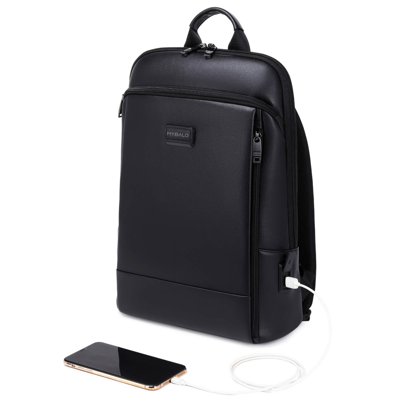Rucsac business MYBALO Tenky Spectrum pentru laptop 15,6", compartiment tableta 9", port USB si USB-C, impermeabil, negru, 42x30x11cm, 13l