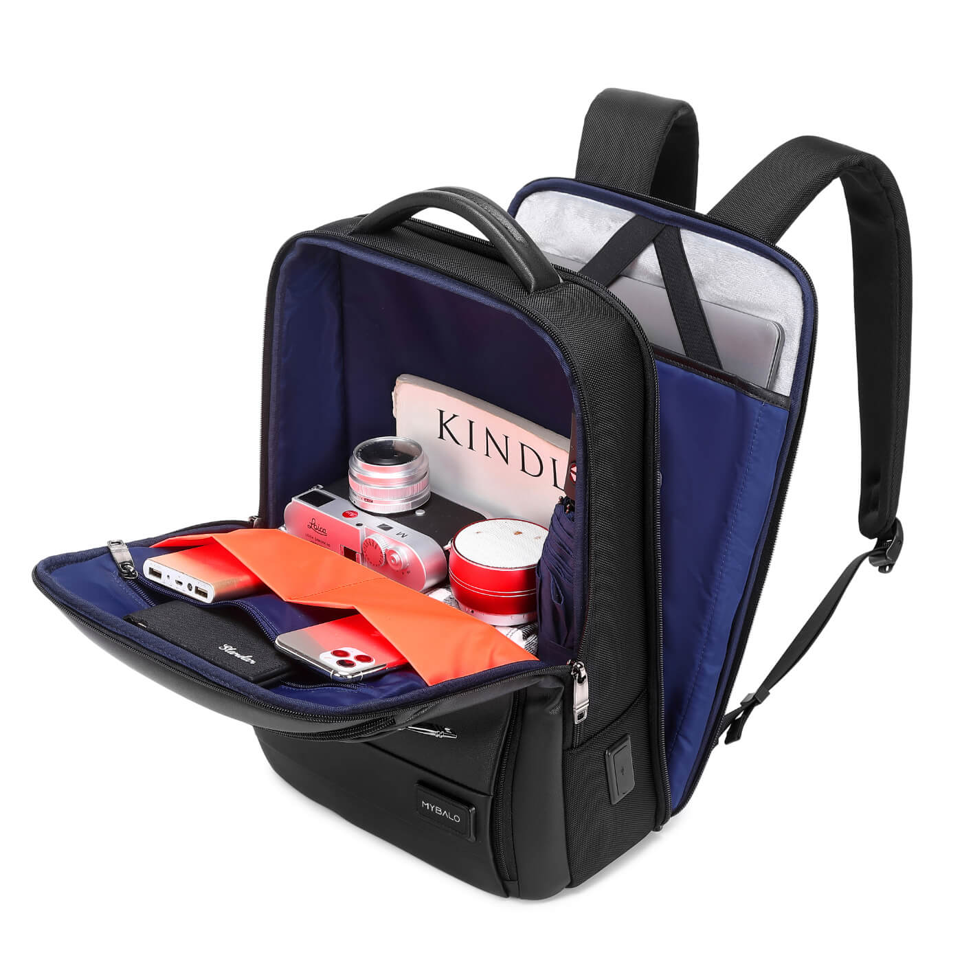 Rucsac business Milano, pentru laptop 15,6", deschidere 180°, port USB si USB-C, negru, 21 l