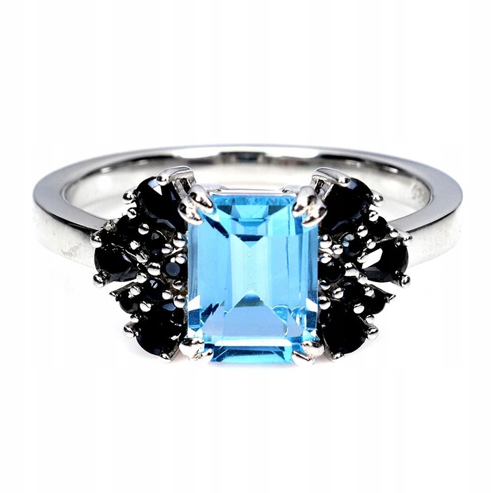 Inel din argint 14K cu topaz, Songea, marime 17, 15x9mm