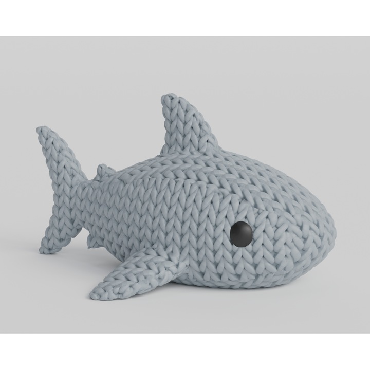 Figurina 3D Crosetata Rechin, 3DONE MODELS, decorativ, unica, gri