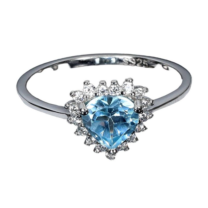 Inel argint 925 cu topaz natural, marimea 14, Songea