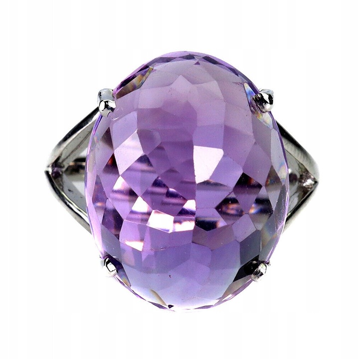 Inel argint 925 cu ametist natural 18ct, 20x17mm, marimea 17, Songea