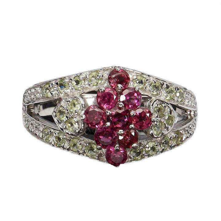 Inel din argint 925, Songea, cu granat, marimea 19, 20x12mm