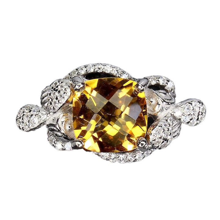 Inel dama din argint 925, Songea, citrin natural, 19.5, 23x12mm
