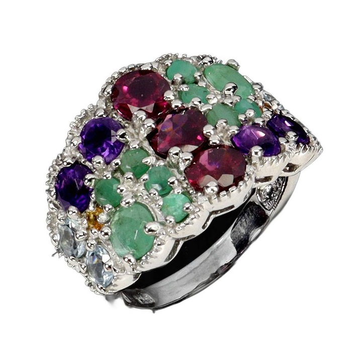 Inel Songea argint 925 cu pietre naturale, marimea 15.5