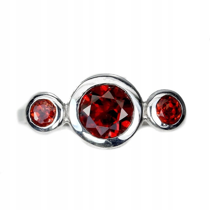 Inel dama, Songea, Argint/Granat, Argintiu/Rosu, Marimea 16.5