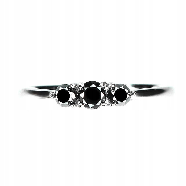 Inel dama, Songea, argint, cu diamante negre, marimea 11, 11x4mm