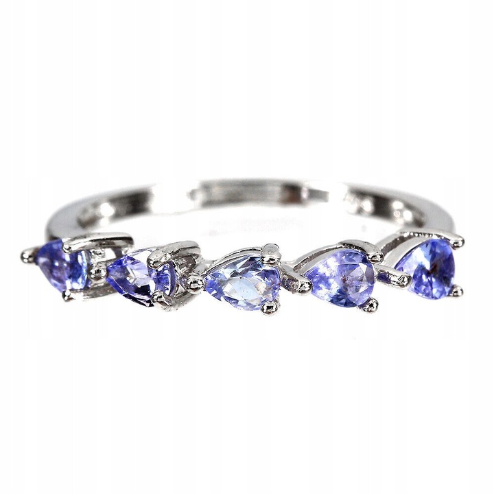 Inel argint 925 Songea cu tanzanite naturale, 16, 22x3mm, placat cu aur alb 14K