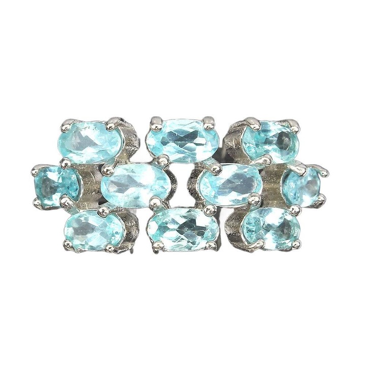 Inel din argint 925 Songea cu apatit natural neon blue, 16.5, 21x10mm