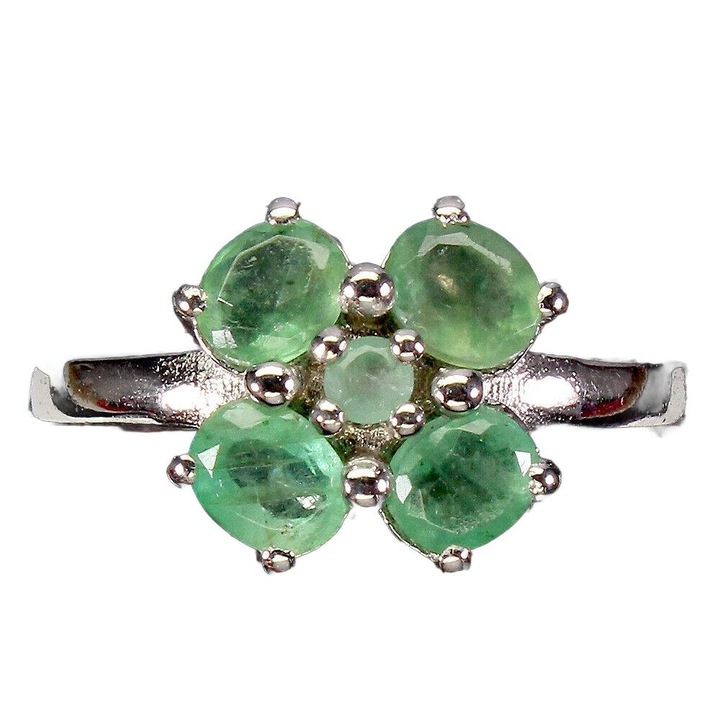 Inel din argint 925 cu smaralde naturale, 16, 12x11mm