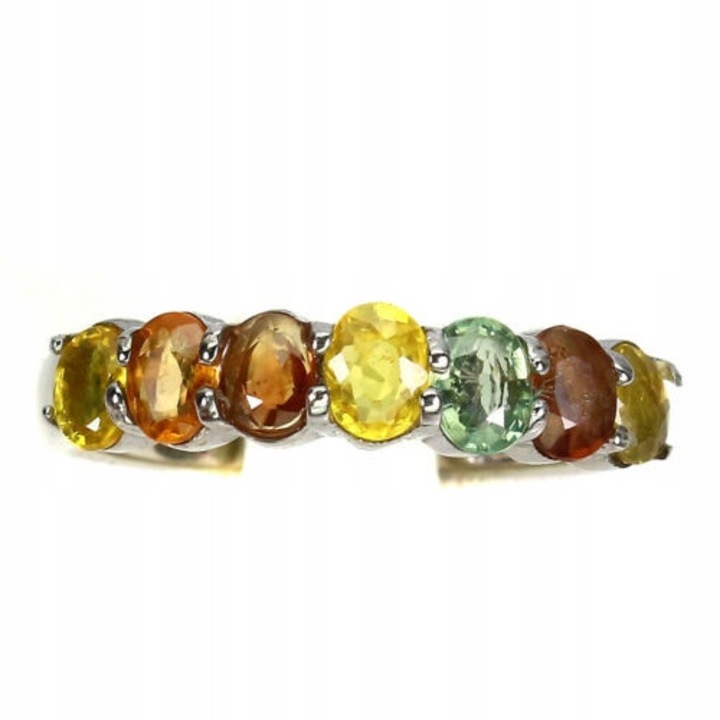 Inel argint 14K cu safire naturale Songea, 19x4mm, 2.55g