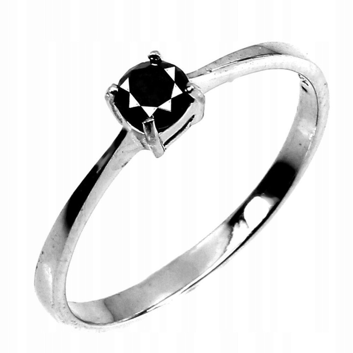 Inel cu diamant negru 0.35ct argint 925 marime 19