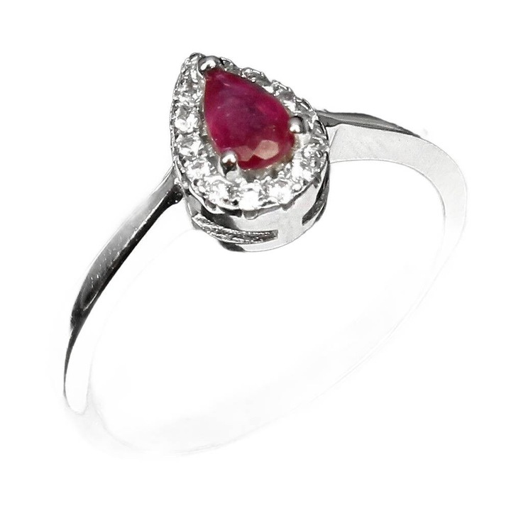 Inel argint 925, Songea, rubin natural, 13.5, 8x6mm