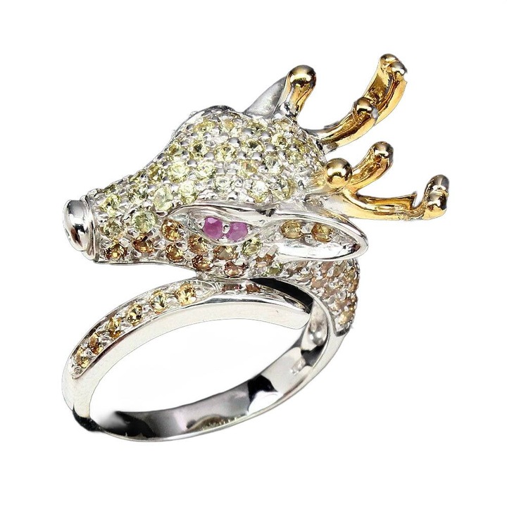 Inel din argint cu safire naturale Songea, marimea 14