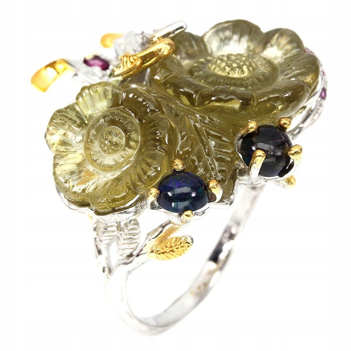 Inel natural 925 cu cuart lamaie 23.9ct, marimea 18