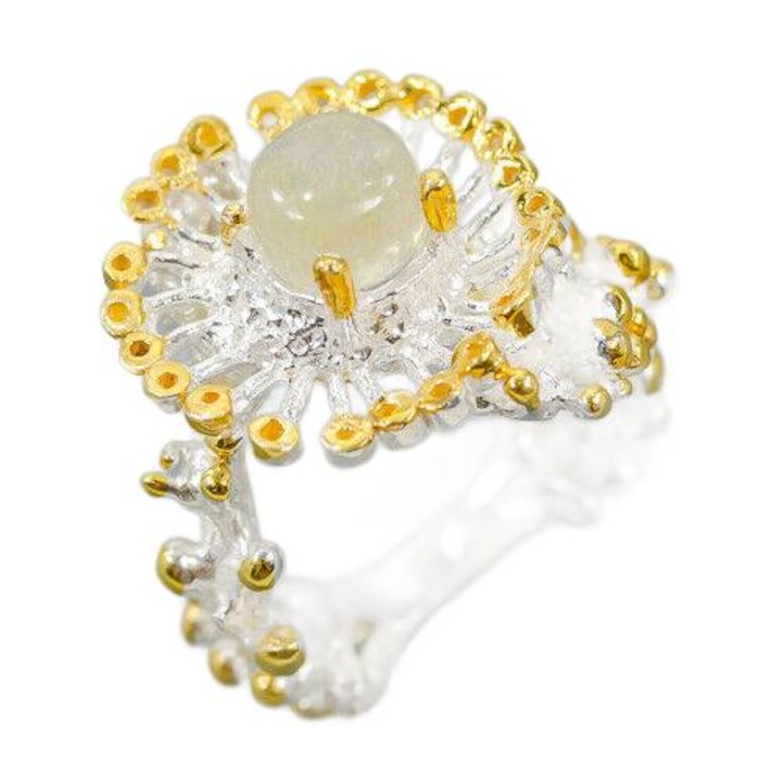 Inel argint cu safir galben, 15, 7x7mm, 8.1g, set