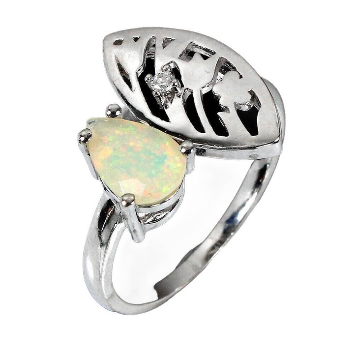 Inel argint 925 cu opal foc si zirconiu, 19, Songea, 17mm