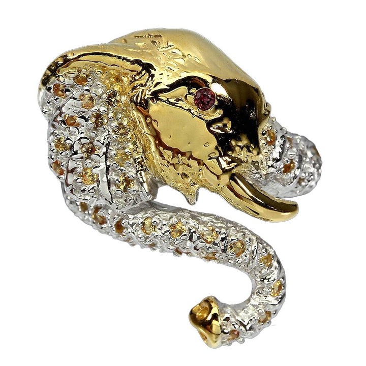 Inel argint 925 cu safire naturale si granate, 16, 29x24mm, set