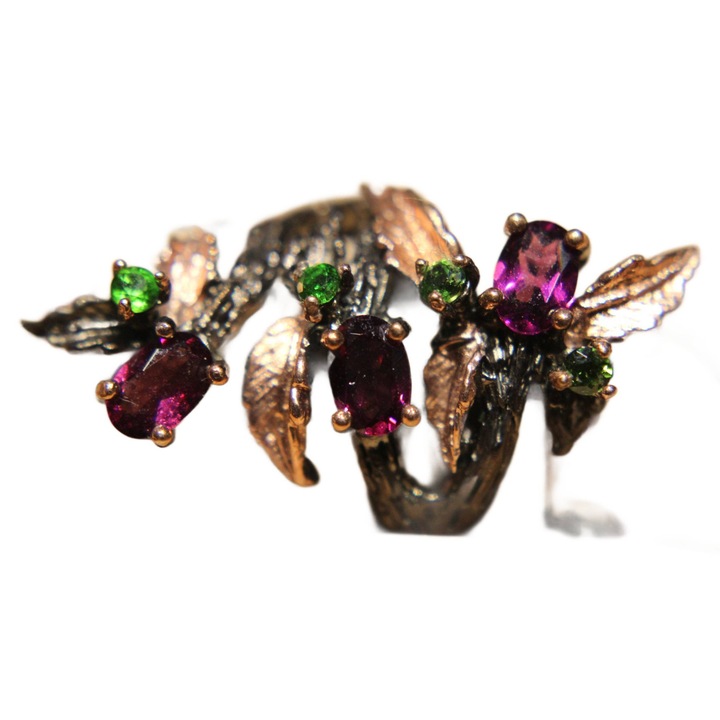 Inel din diopsid de rodolit natural, marimea 14.5