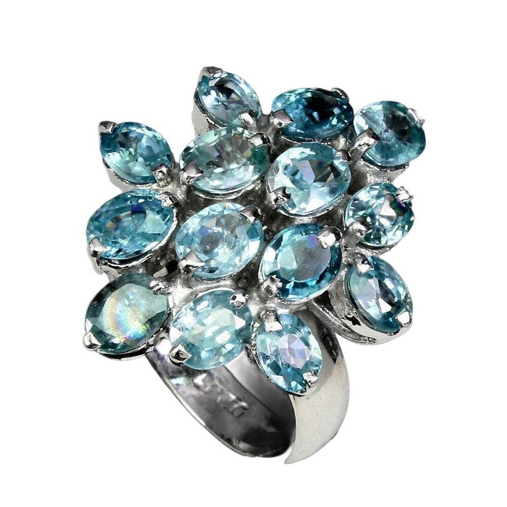 Inel dama din argint 925 cu zirconii, 14K aur alb, 17, 27x22mm