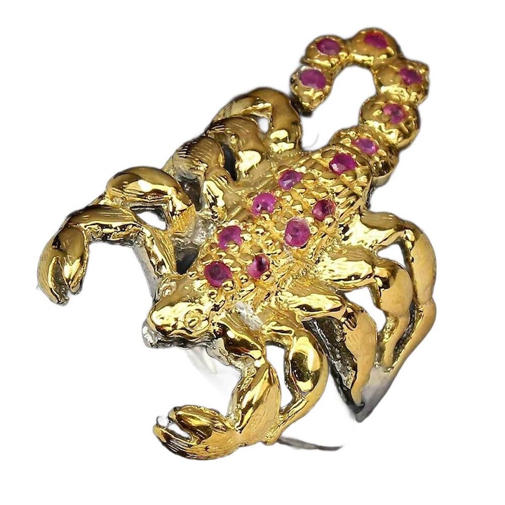 Inel din argint 925 cu rubine marimea 16, scorpion