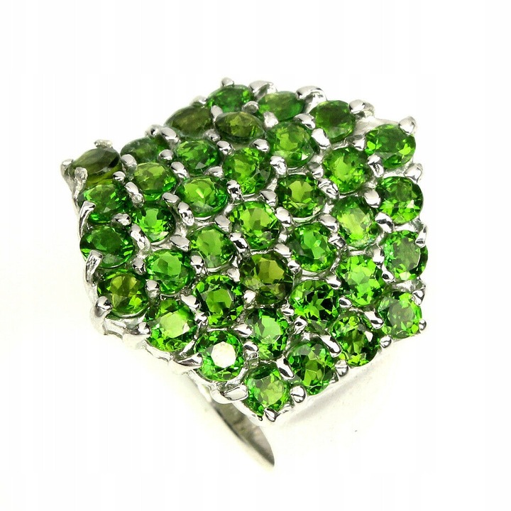 Inel din argint cu diopside naturale 16