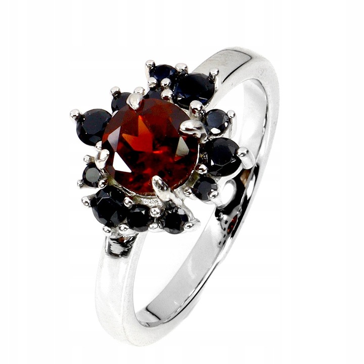 Inel din argint 925, Songea, granat natural, marimea 14.5, 13x12mm