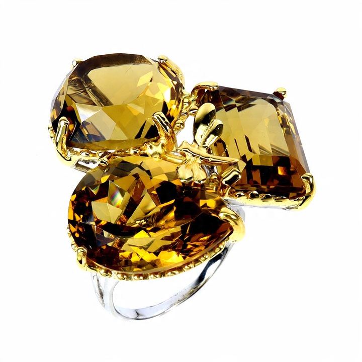 Inel din argint 925 cu citrine, auriu, marimea 16.5, Songea