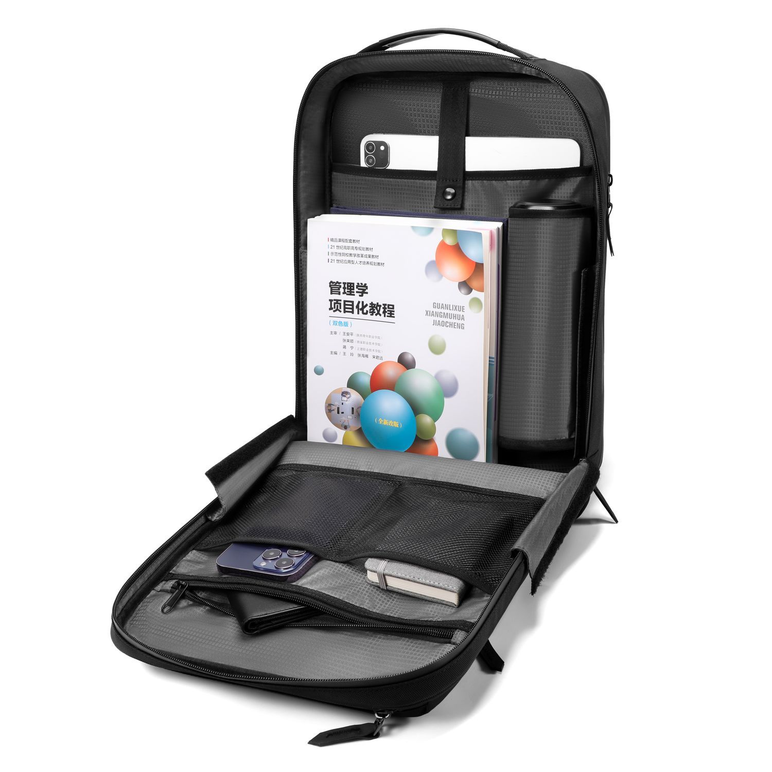 Rucsac laptop MYBALO Cole, 15,6", compartiment tableta 9", deschidere 180°, impermeabil, negru, 40x30x10cm, 12l