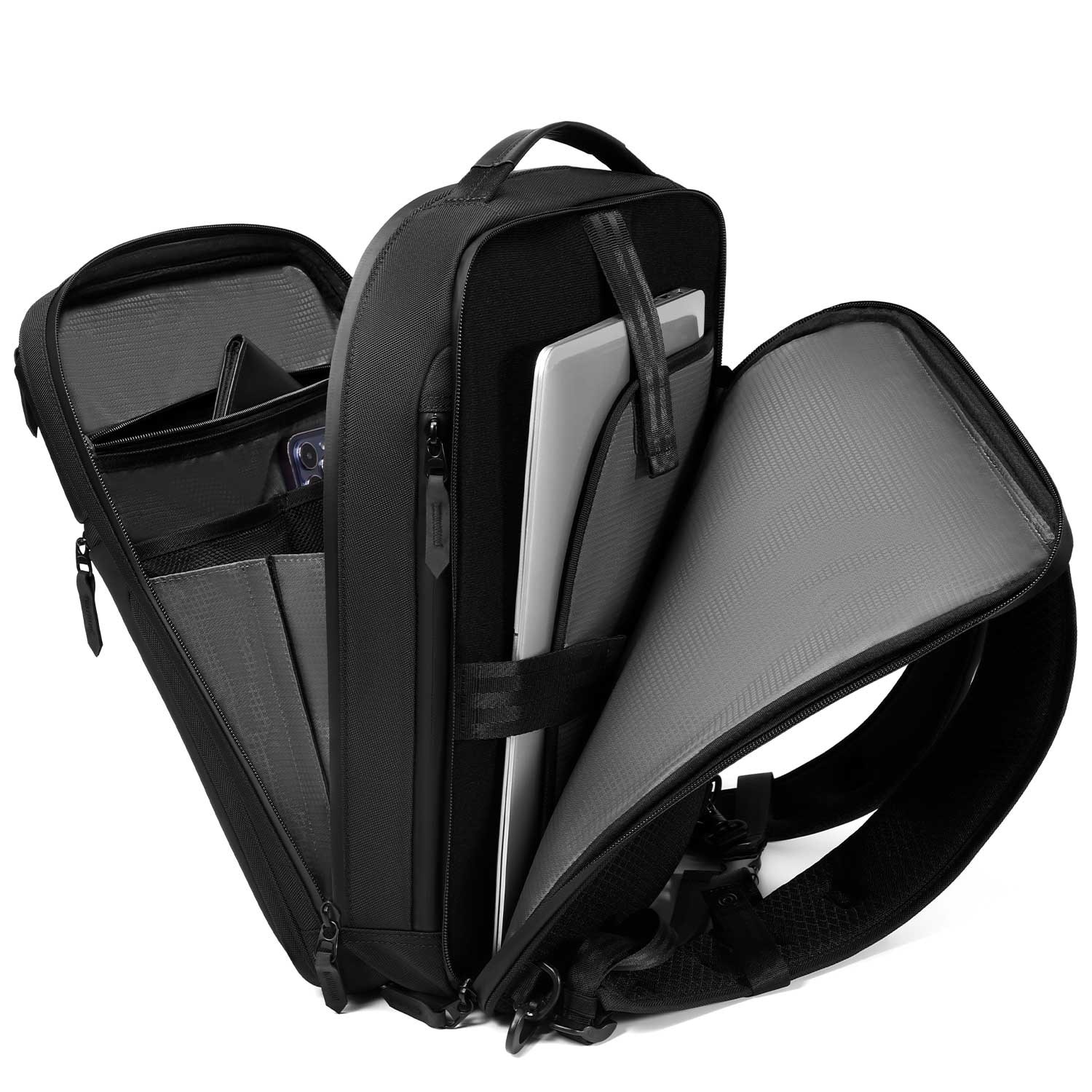 Rucsac laptop MYBALO Cole, 15,6", compartiment tableta 9", deschidere 180°, impermeabil, negru, 40x30x10cm, 12l