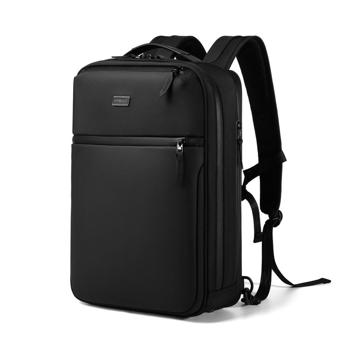MYBALO Cole laptop hátizsák, 15,6", 9" tabletta rekesz, 180°-ban nyitható, vízálló, fekete, 40x30x10cm, 12l