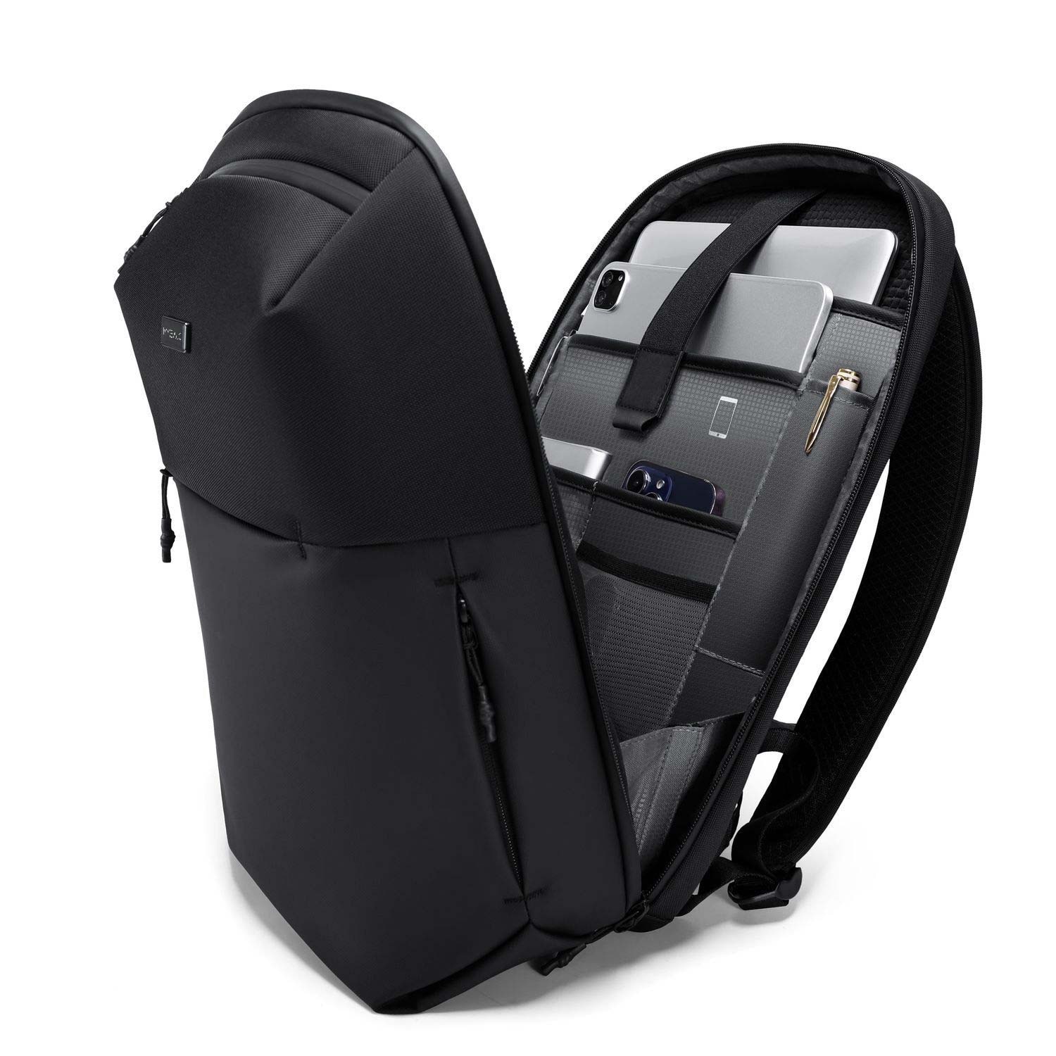 Rucsac business Spire, capacitate 21 l, compartiment laptop 15,6", compartiment tablet 9", deschidere 180°, negru, 43x30x16 cm