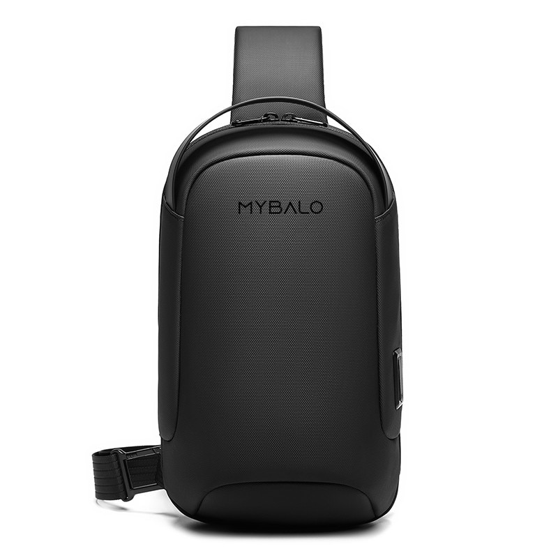 Rucsac unisex MYBALO Walker, 5L, impermeabil, cu USB port, pentru tableta 9", 32x17x10cm, negru