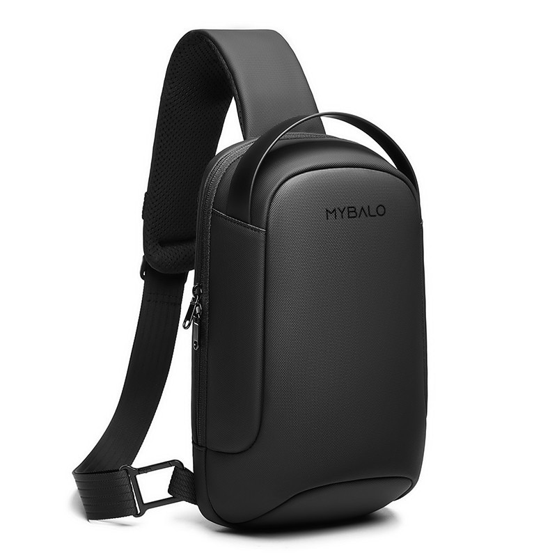 Rucsac unisex MYBALO Walker, 5L, impermeabil, cu USB port, pentru tableta 9", 32x17x10cm, negru