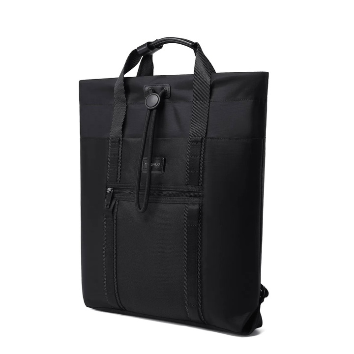 Geanta 2v1 MYBALO Verso, neagra, capacitate 14 l, compartiment pentru laptop 17,3", compartiment pentru tableta 9,7", impermeabila, dimensiuni 44x40x8 cm