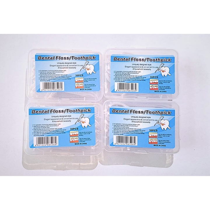 Set 120 Ata dentara cu scobitoare, 30 BUC/cuite, igiena orala, unica folosinta, Alb