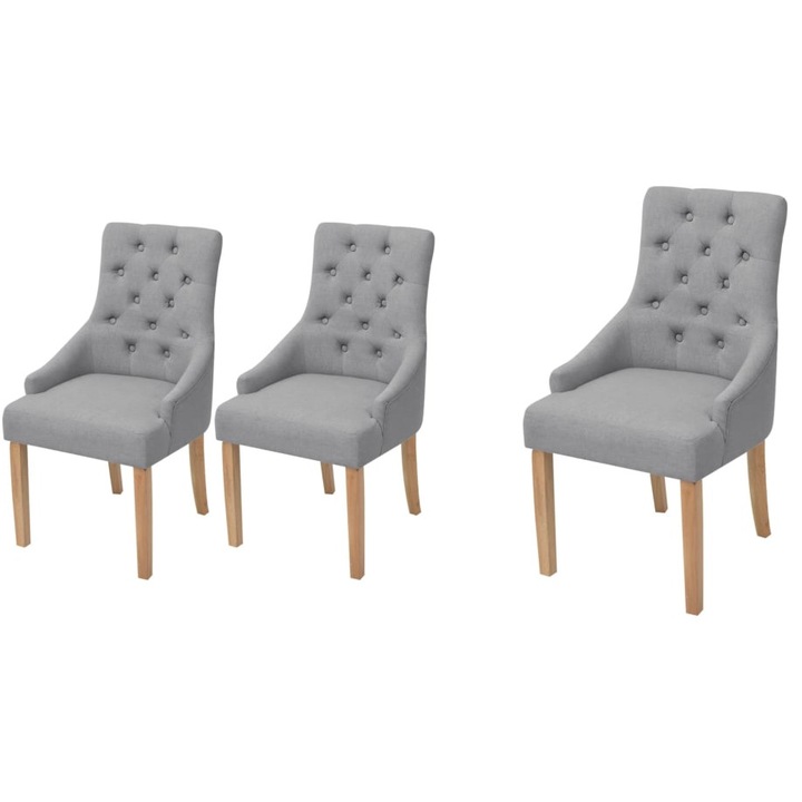 Scaune de bucatarie, 2 buc., gri deschis, material textil