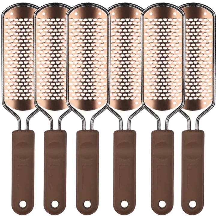 Set 6 Bucati Pila Calcaie Profesionala Super Trends® Din Otel Inoxidabil, Pila Picioare Cu Maner Ergonomic ABS, Razatoare Pentru Calcaie Eficienta Si Rezistenta, Elimina Pielea Moarta Si Uscata, Pila Calcaie Profesionala Pentru Talpi, Razatoare Calcaie Me