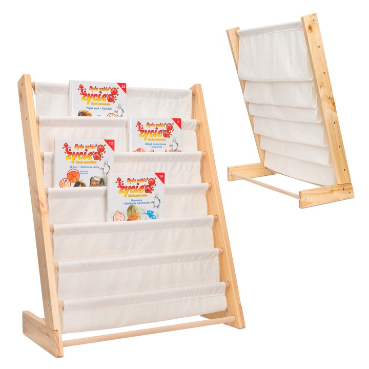 Детска етажерка за книги, Artemis, 6 платнени рафта, 63x30x76.5 см, многоцветна