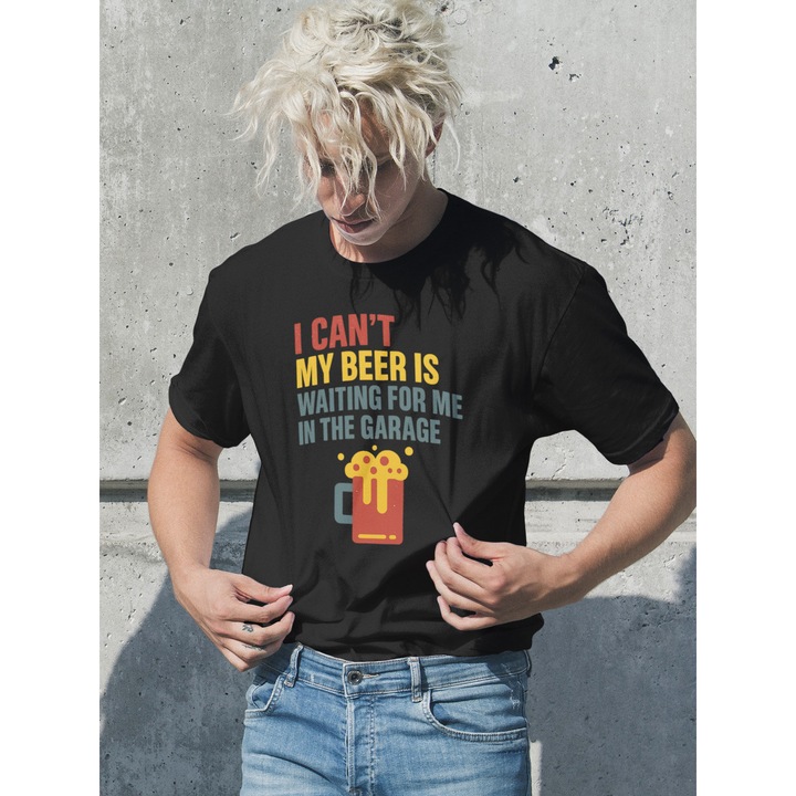 Tricou unisex din bumbac 100% cu motive Oktoberfest, bere si alcool, marime XL, culoare Negru