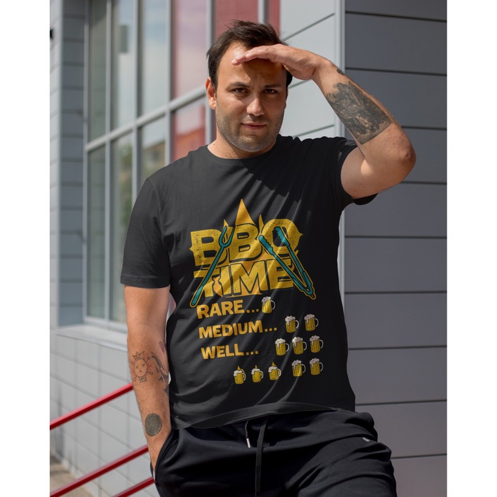 Tricou unisex din bumbac 100% cu motive Oktoberfest, bere si alcool, marime XL, culoare Negru