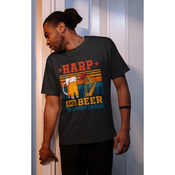 Tricou unisex din bumbac 100% cu motive Oktoberfest, bere si alcool, marime XL, culoare Negru