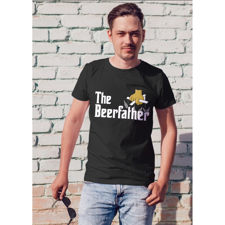 Tricou unisex din bumbac 100% cu motive Oktoberfest, bere si alcool, marime XL, culoare Negru