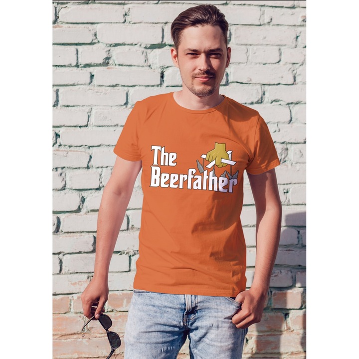 Tricou unisex din bumbac 100% cu motive Oktoberfest, bere si alcool, marime 2XL, culoare Portocaliu