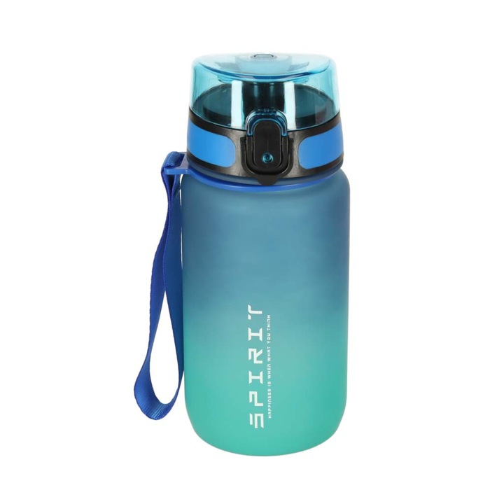 Sportpalack, 600 ml, zöld-kék, könnyű, automata tetővel